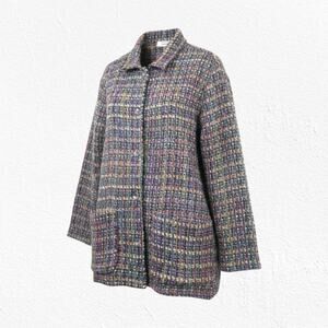 Vintage Giancarlo Ferrari Silk Blend Multicolor Boucle Tweed Jacket Size Large